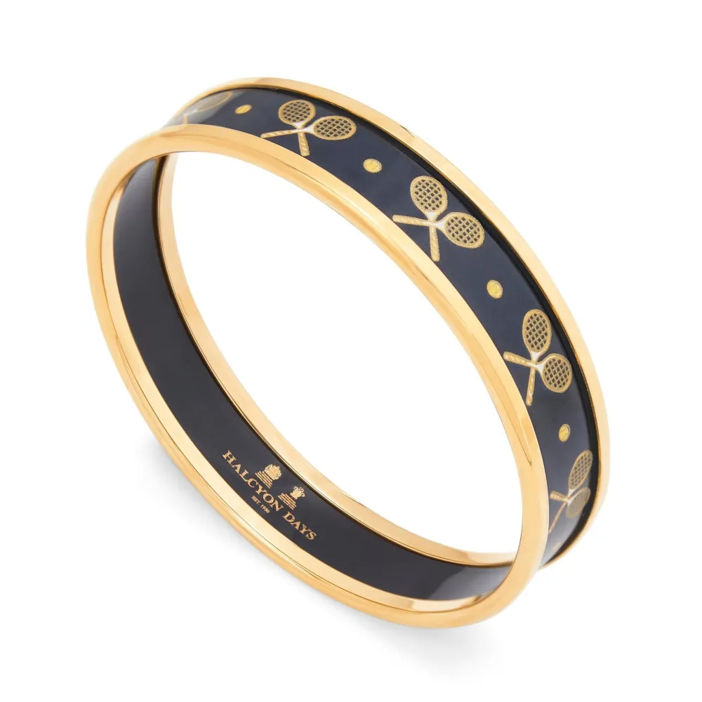 Halcyon Days Bracelets & Bangles|Tennis Navy & Gold Medium Bangle