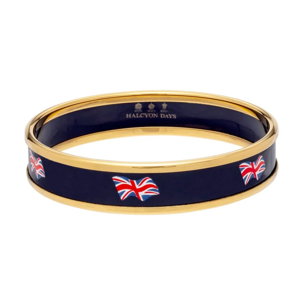 Halcyon Days Bracelets & Bangles|Union Jack Navy & Gold Small Bangle