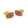 Halcyon Days Cufflinks & Men's Accessories|Union Jack Rectangular Gold Cufflinks