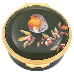 Halcyon Days Halcyon Days Enamels|Woodland Wildfire Robin Enamel Box