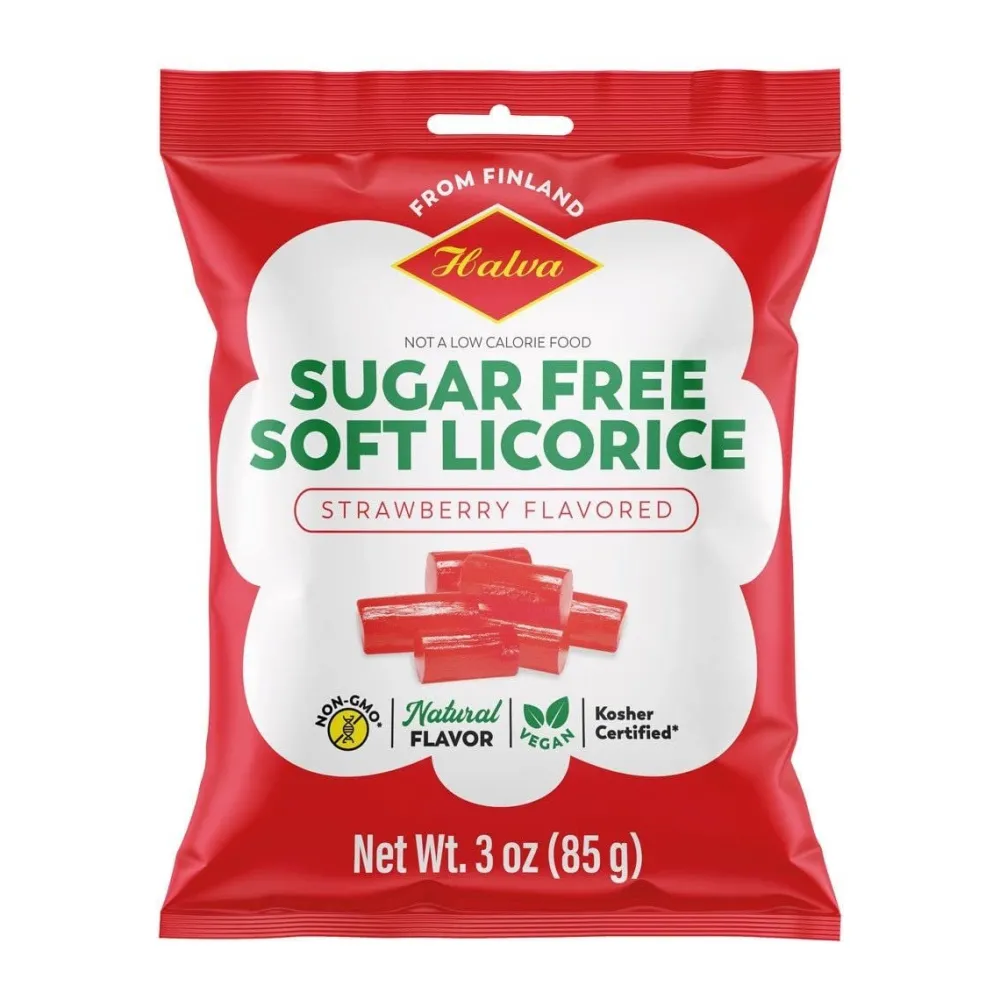 Sweets|Halva European Style Sugar-Free Strawberry Licorice Bag