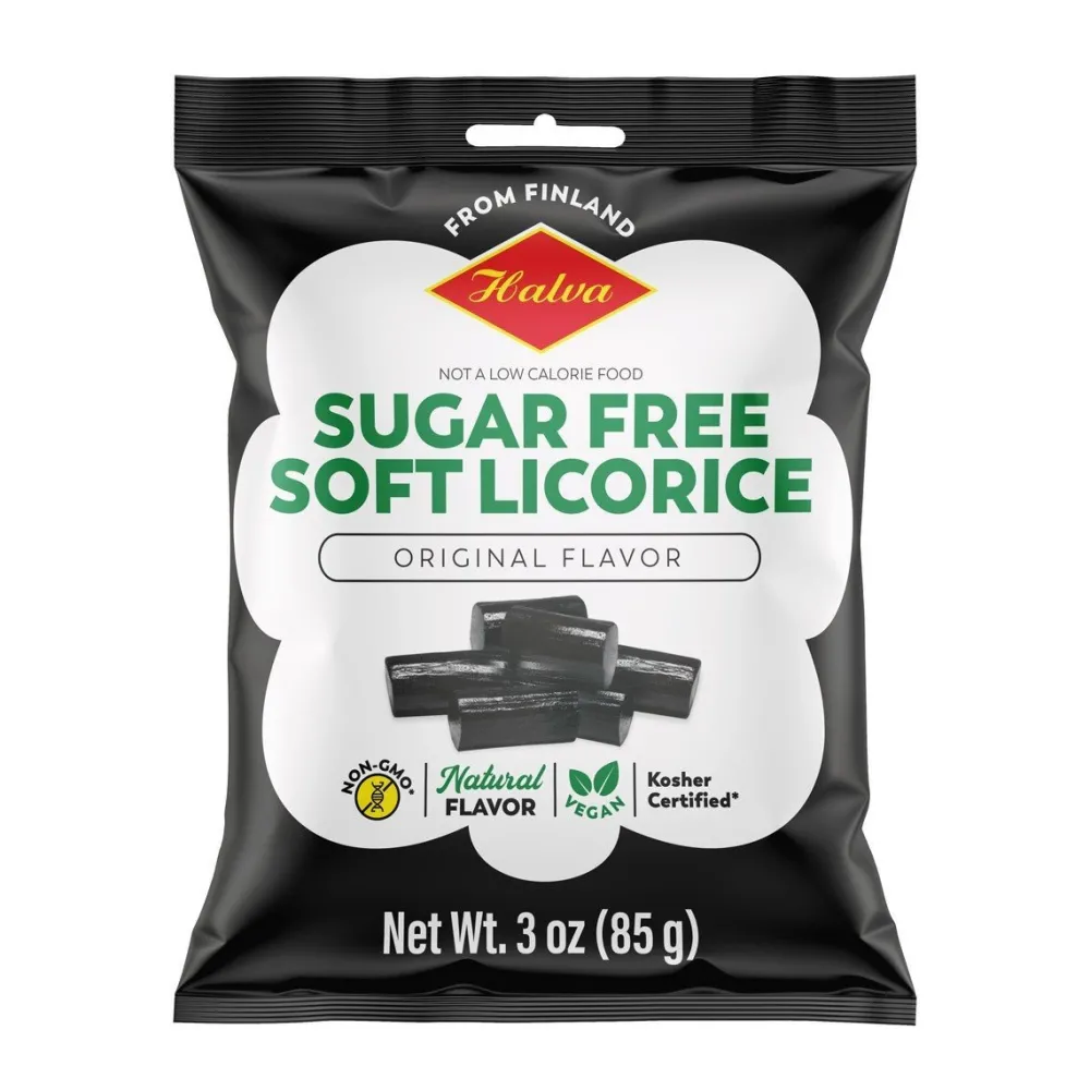 Sweets|Halva European Style Sugar-Free Black Licorice Bag