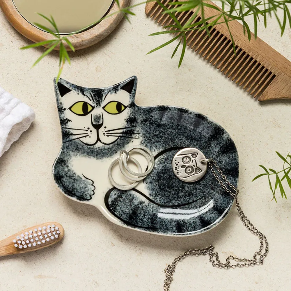 Hannah Turner Home Accents|Kitchen Tools|Grey Tabby Cat Trinket Dish