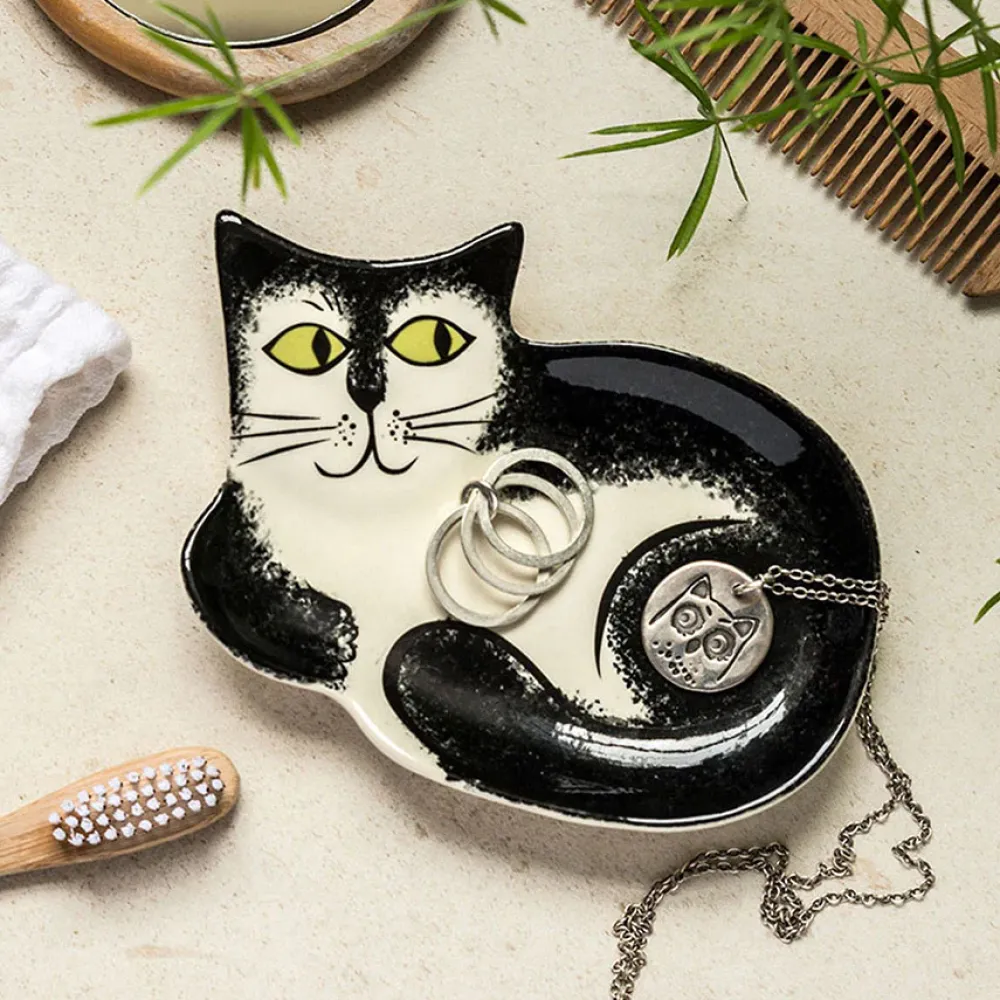 Hannah Turner Home Accents|Kitchen Tools|Black & White Cat Trinket Dish