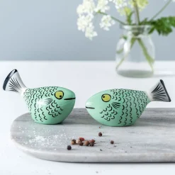 Hannah Turner Kitchen Tools|Jade Green Fish Salt & Pepper Shakers