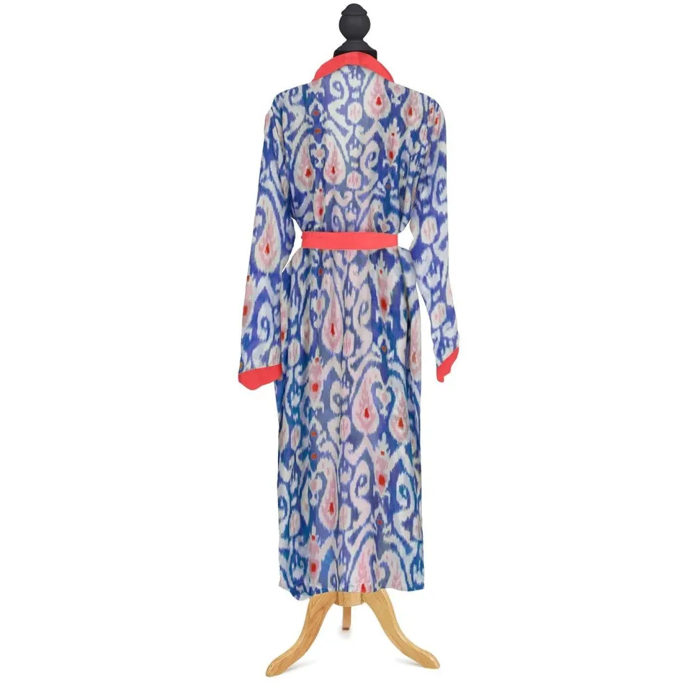 Robes, Nightgowns & Dresses|Ikat Print Blue Robe Gown