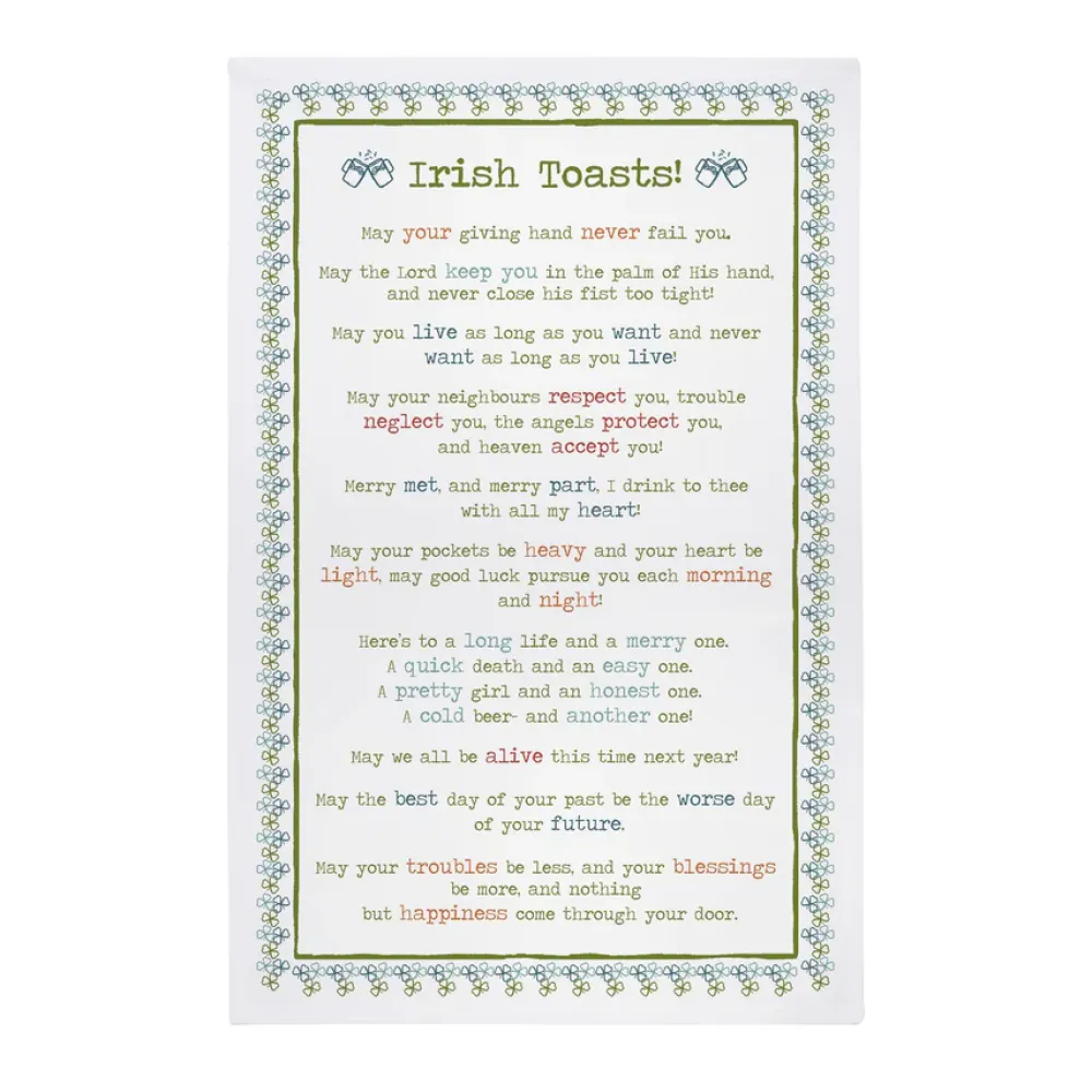 Tea Towels|Irish Toasts Green Tea Towel