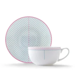 Teacups & Saucers|Jo Deakin Ebb Pink & Turquoise Teacup & Saucer