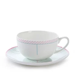 Teacups & Saucers|Jo Deakin Ebb Pink & Turquoise Teacup & Saucer