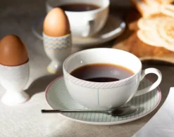 Teacups & Saucers|Jo Deakin Ebb Pink & Turquoise Teacup & Saucer