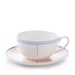 Teacups & Saucers|Jo Deakin Ebb Red & Blue Teacup & Saucer