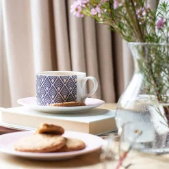 Teacups & Saucers|Jo Deakin Gatsby Blue & Blush Pink Cup (Blush Saucer)