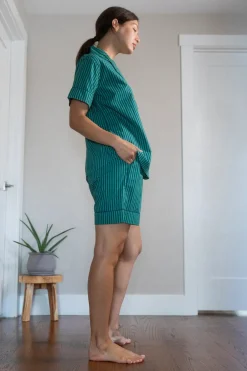 Robes, Nightgowns & Dresses|Jungle Jane Navy-Green Stripes Short Sleep Set