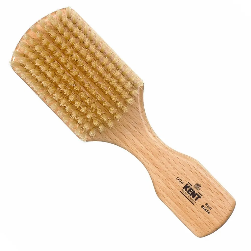 Kent Brushes & Combs|Beard & Mustache Care|OG4 Beechwood & Pure White Bristle Hair Brush