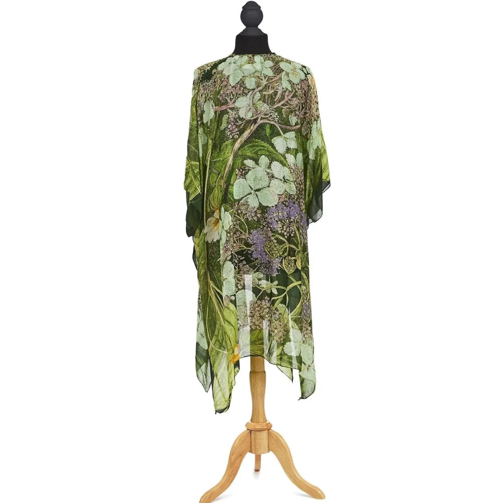 Robes, Nightgowns & Dresses|KEW Hydrangea Print Lime Long Kimono
