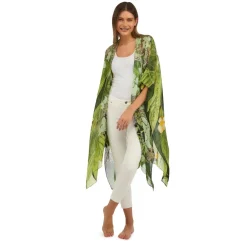 Robes, Nightgowns & Dresses|KEW Hydrangea Print Lime Long Kimono