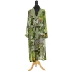 Robes, Nightgowns & Dresses|KEW Hydrangea Print Lime Robe Gown