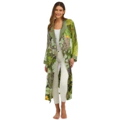 Robes, Nightgowns & Dresses|KEW Hydrangea Print Lime Robe Gown