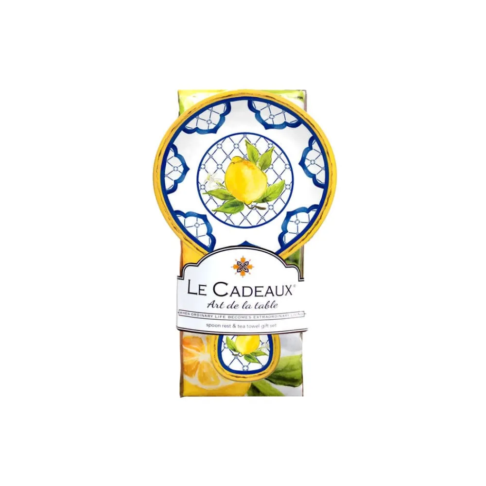 Le Cadeaux Kitchen Tools|Tea Towels|Lemon Basil Spoon Rest and Tea Towel Gift Set