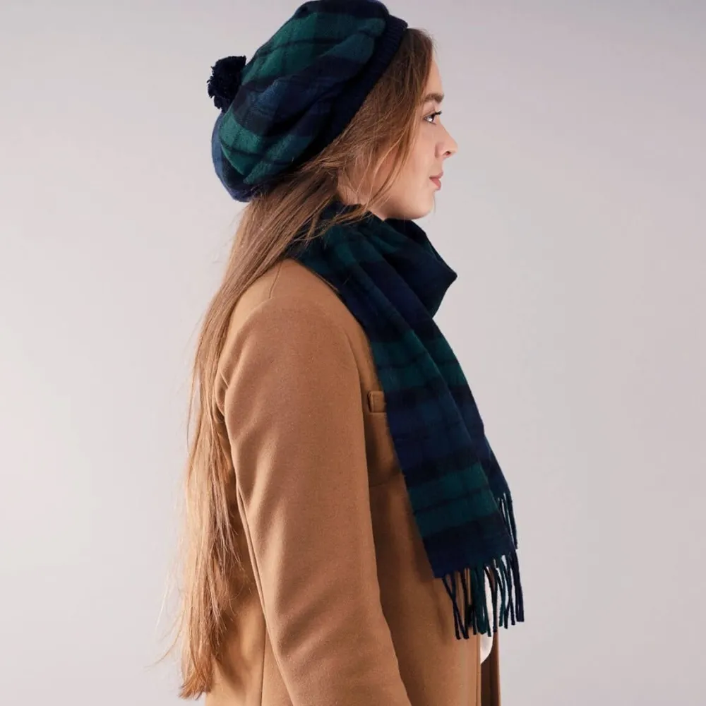 Lochcarron of Scotland Hats|Black Watch Modern Tartan Brushed Wool Tam