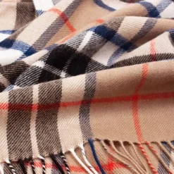Lochcarron of Scotland Throws & Pillows|Border Thomson Camel Tartan Lambswool Blanket