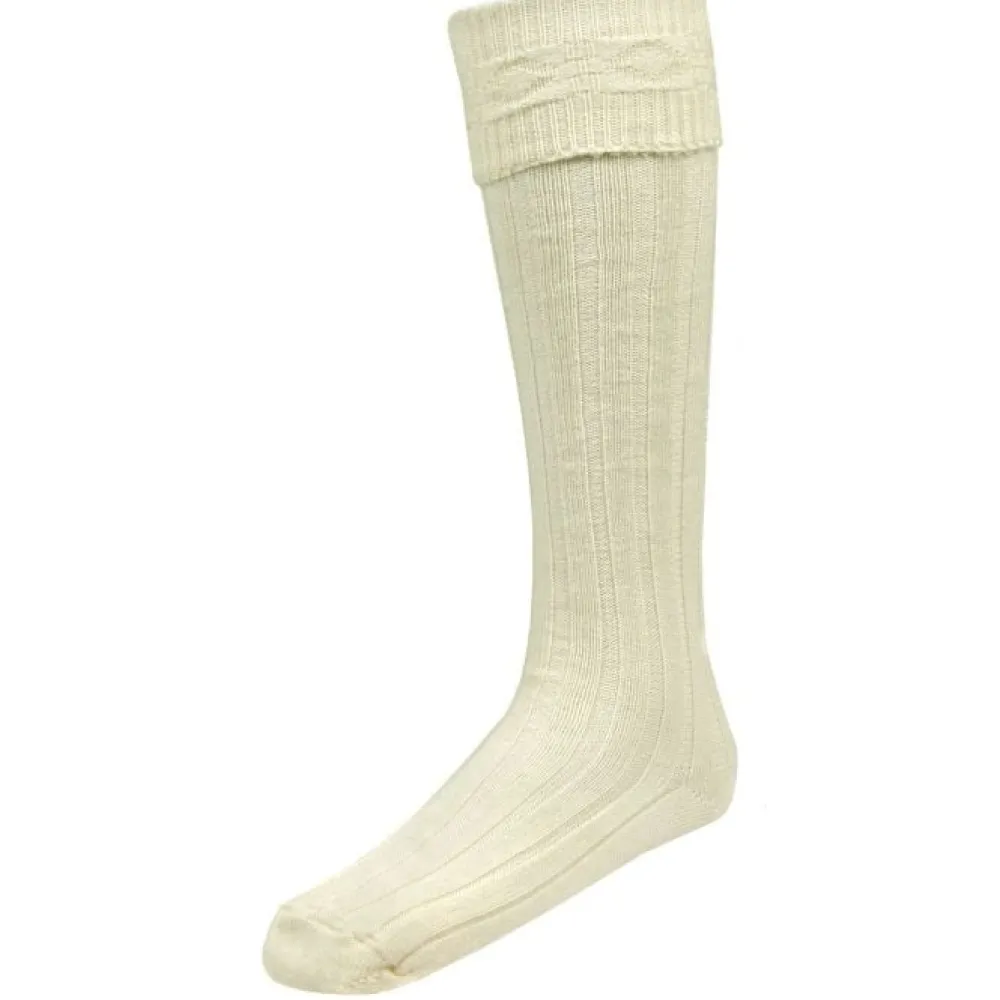 Lochcarron of Scotland Socks|Harris White Kilt Hose