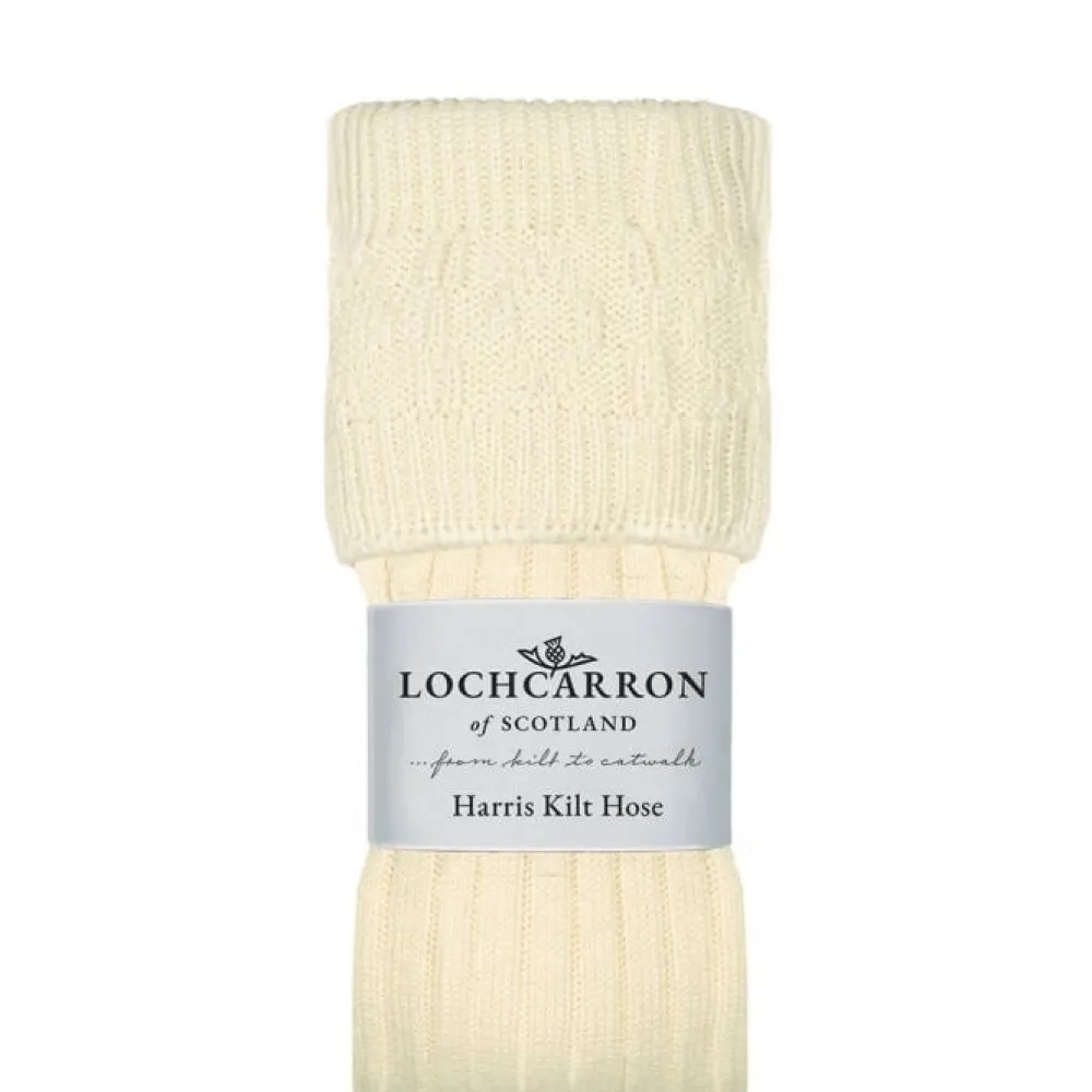 Lochcarron of Scotland Socks|Harris White Kilt Hose