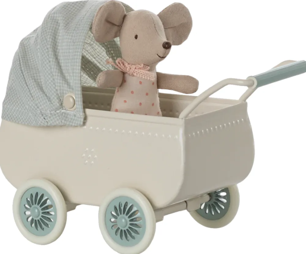 Maileg Maileg|Toys|Pram with Baby Mouse - Mint