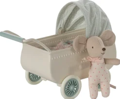 Maileg Maileg|Toys|Pram with Baby Mouse - Mint