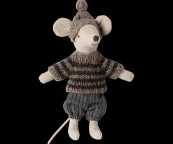 Maileg Maileg|Toys|Winter Mouse with Ski Set, Big Brother (Grey)