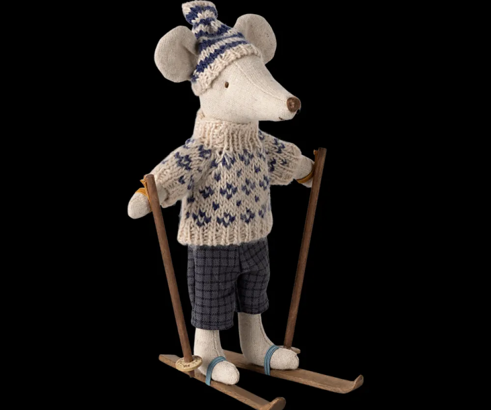 Maileg Maileg|Toys|Winter Mouse with Ski Set, Dad (Blue)