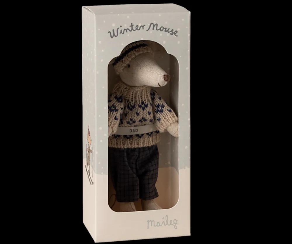 Maileg Maileg|Toys|Winter Mouse with Ski Set, Dad (Blue)