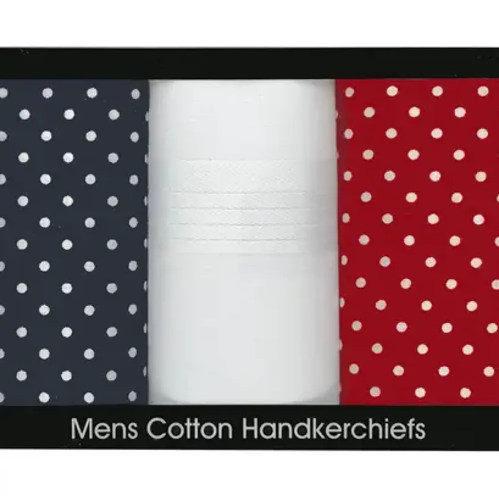Handkerchiefs|Men's Polka Dot Patterns Boxed Cotton Handkerchiefs