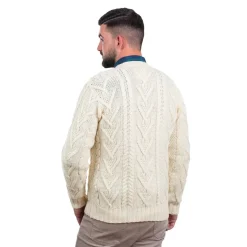 Shirts & Sweaters|Men's V Neck Cable Cardigan (Natural)