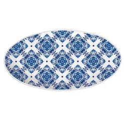 Michel Design Works Trays|Serving Plates|Indigo Seas Melamine Oval Platter