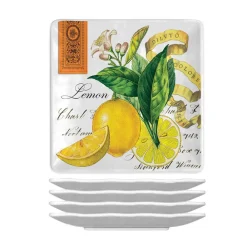 Michel Design Works Tea Plates|Lemon Basil Melamine Canape Plate Set