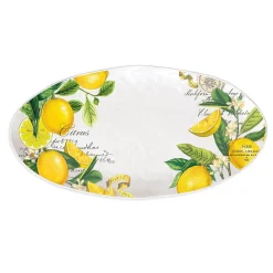 Michel Design Works Trays|Serving Plates|Lemon Basil Melamine Oval Platter