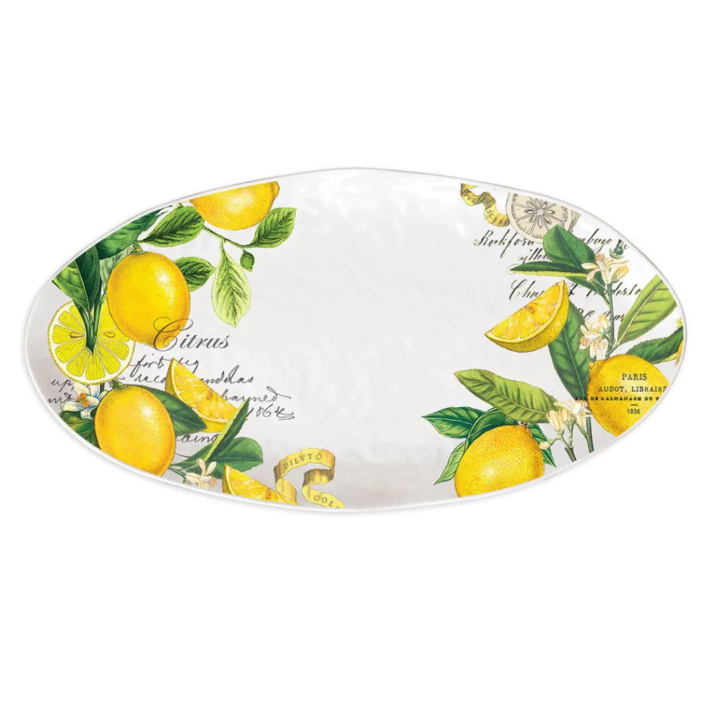 Michel Design Works Trays|Serving Plates|Lemon Basil Melamine Oval Platter