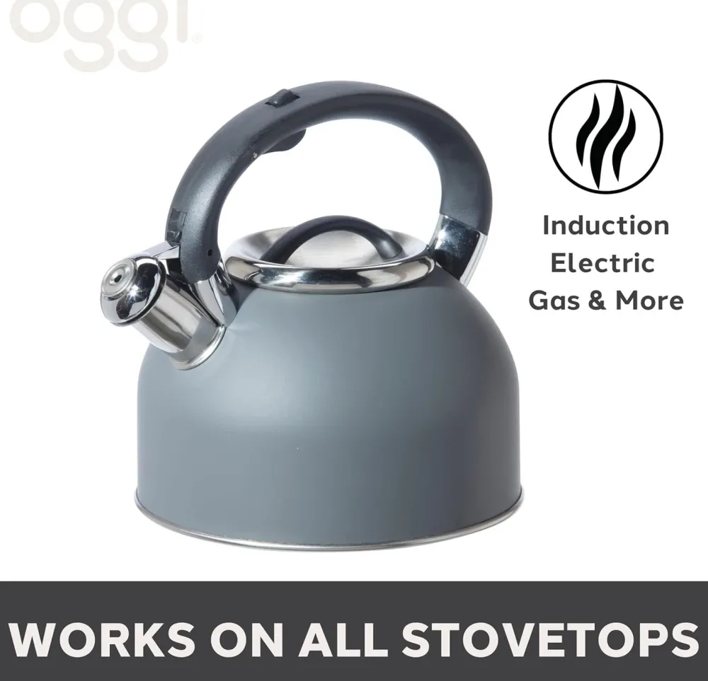 Tea Kettles|Oggi Stainless Steel Whistling Tea Kettle (Charcoal Grey)