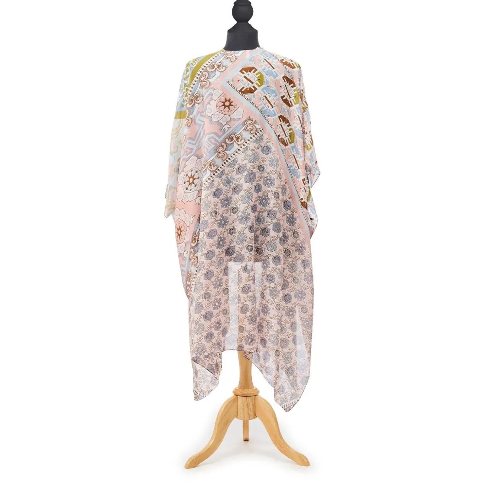 Robes, Nightgowns & Dresses|Patchwork Pastel Long Kimono