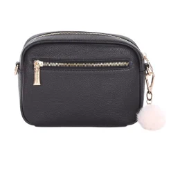 Pom Pom London Pom Pom London|Black Leather & Faux Fleece Original Bag