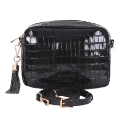 Pom Pom London Pom Pom London|Black Patent Croc City Bag