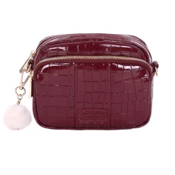 Pom Pom London Pom Pom London|Claret Patent Croc Original Bag