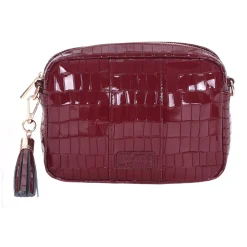 Pom Pom London Pom Pom London|Claret Patent Croc City Bag