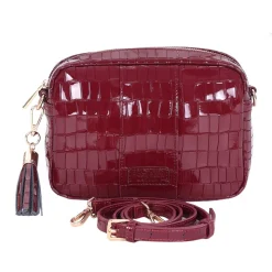 Pom Pom London Pom Pom London|Claret Patent Croc City Bag