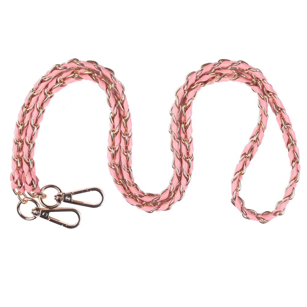 Pom Pom London Pom Pom London|Light Coral Pink Weave Gold Chain Strap