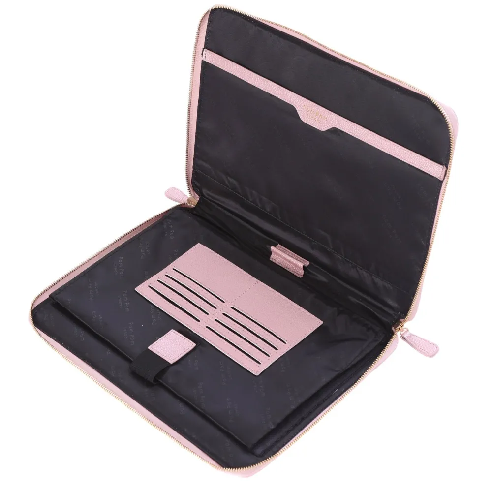 Pom Pom London Pom Pom London|Metallic Pale Pink Laptop Sleeve