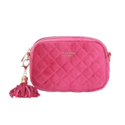 Pom Pom London Pom Pom London|Pink Quilted Velvet City MINI Bag