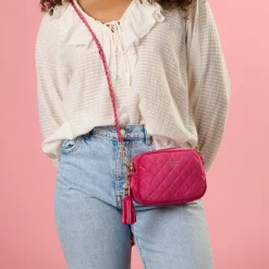 Pom Pom London Pom Pom London|Pink Quilted Velvet City MINI Bag