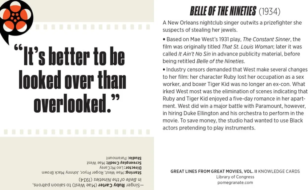 Pomegranate Games & Puzzles|Great Lines from Great Movies Volume II Knowledge Cards
